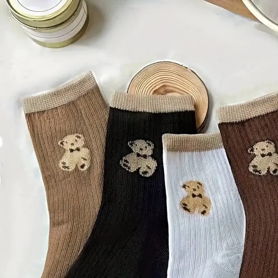 5 Pair Cute Teddy Socks