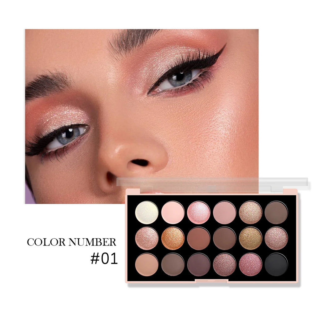 18-Color Eyeshadow Palette: Pearlescent, Matte, Fine Shimmer, Glitter, Earth Tones, Long-Lasting, High-Performance