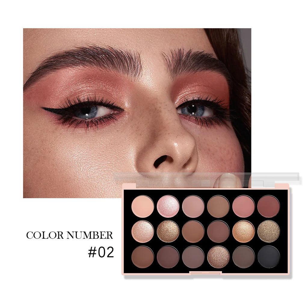 18-Color Eyeshadow Palette: Pearlescent, Matte, Fine Shimmer, Glitter, Earth Tones, Long-Lasting, High-Performance