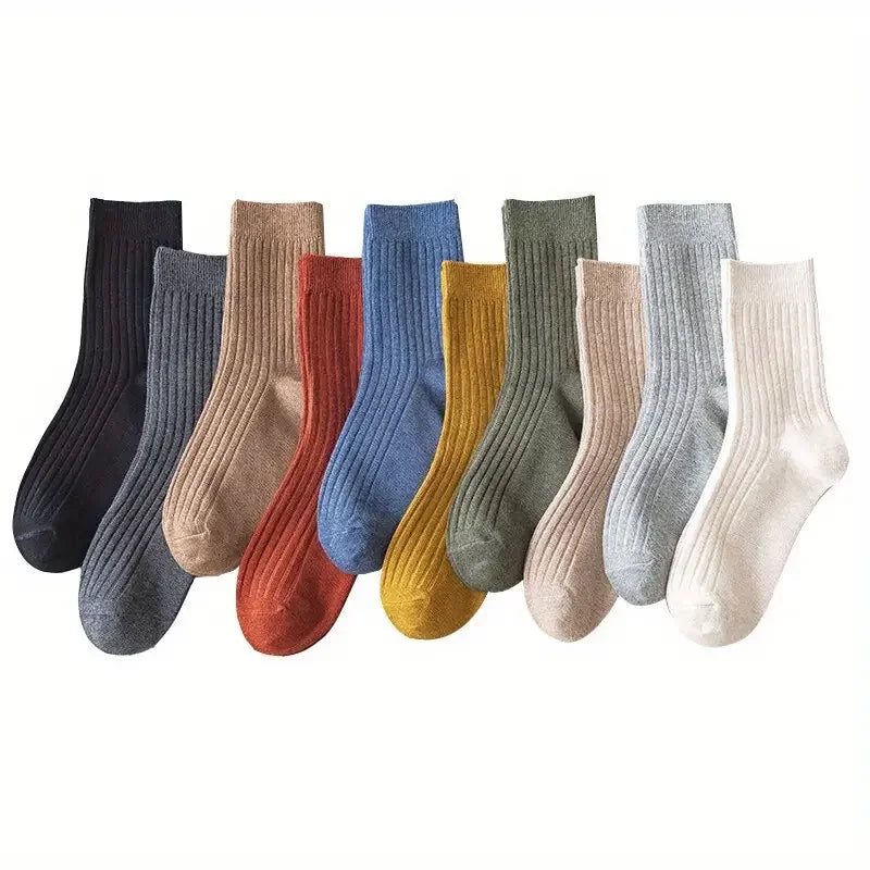 Mixed Color Striped Crew Socks