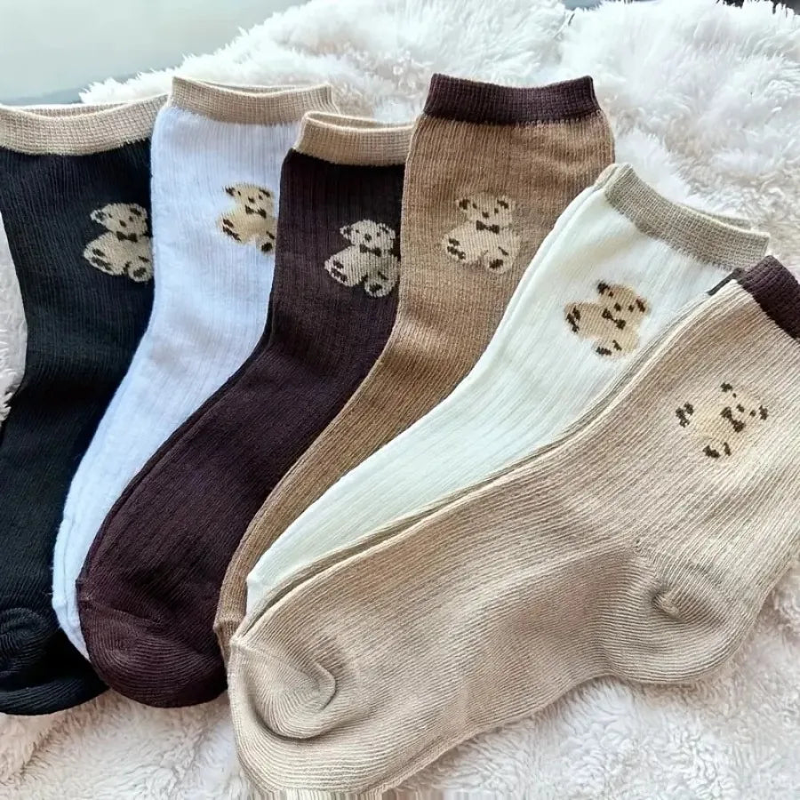 5 Pair Cute Teddy Socks