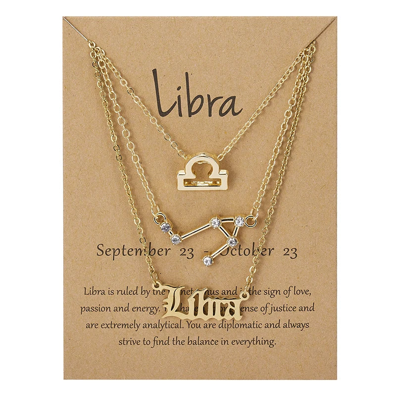 3 pc Zodiac Astrology Necklace