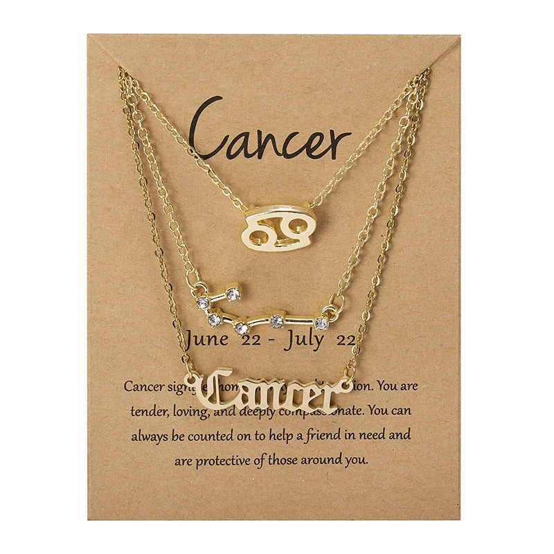 3 pc Zodiac Astrology Necklace