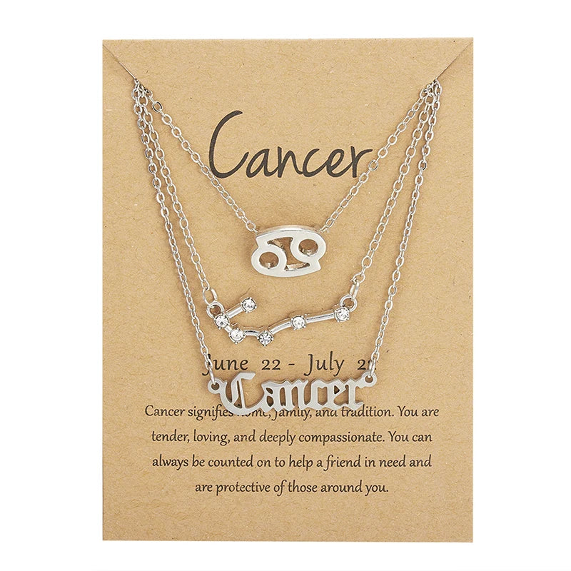 3 pc Zodiac Astrology Necklace