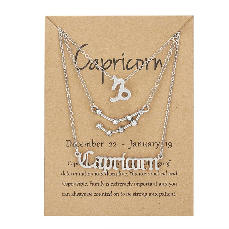 3 pc Zodiac Astrology Necklace