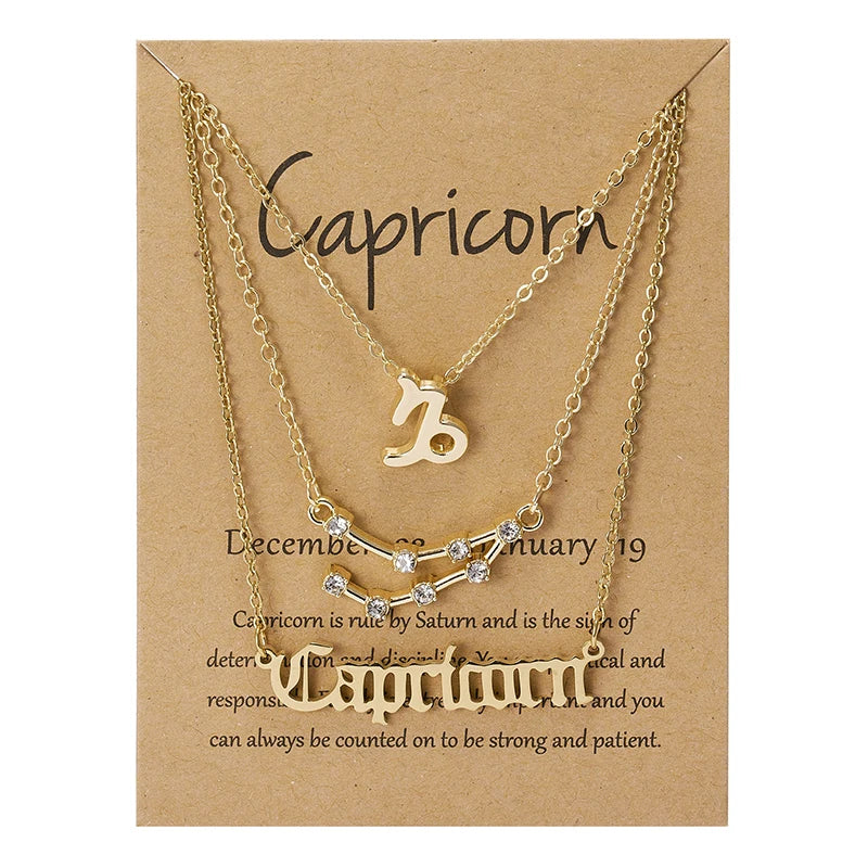 3 pc Zodiac Astrology Necklace