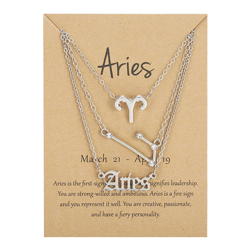 3 pc Zodiac Astrology Necklace