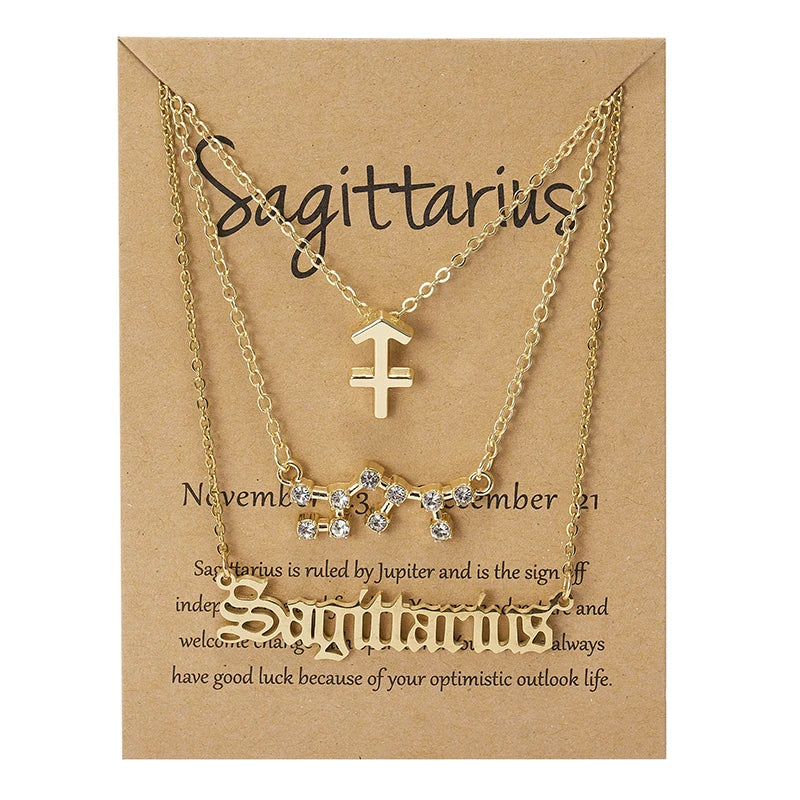 3 pc Zodiac Astrology Necklace