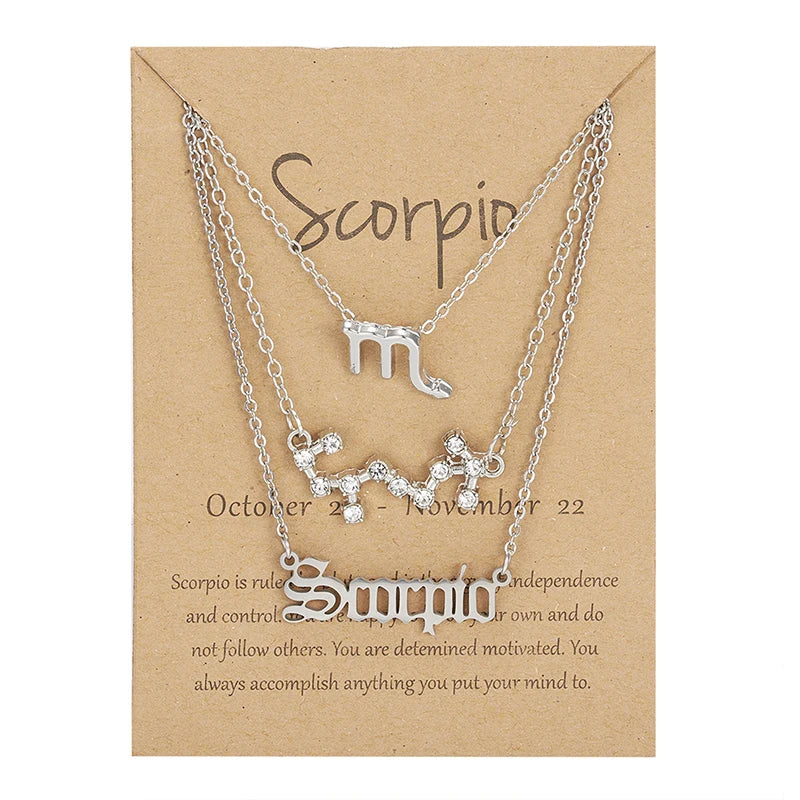 3 pc Zodiac Astrology Necklace