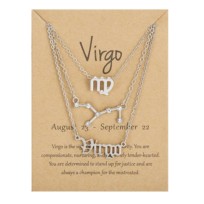3 pc Zodiac Astrology Necklace