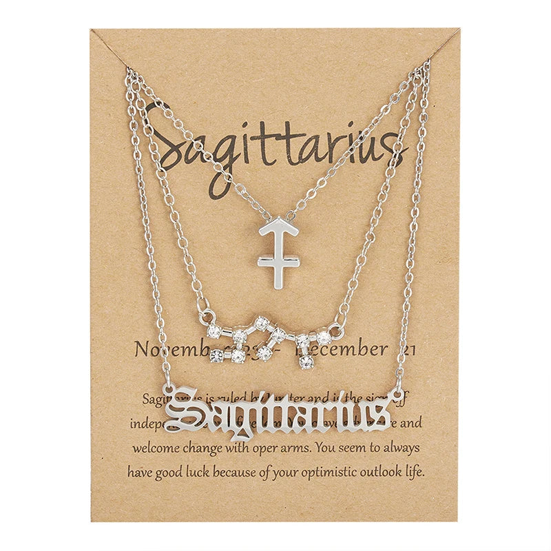 3 pc Zodiac Astrology Necklace