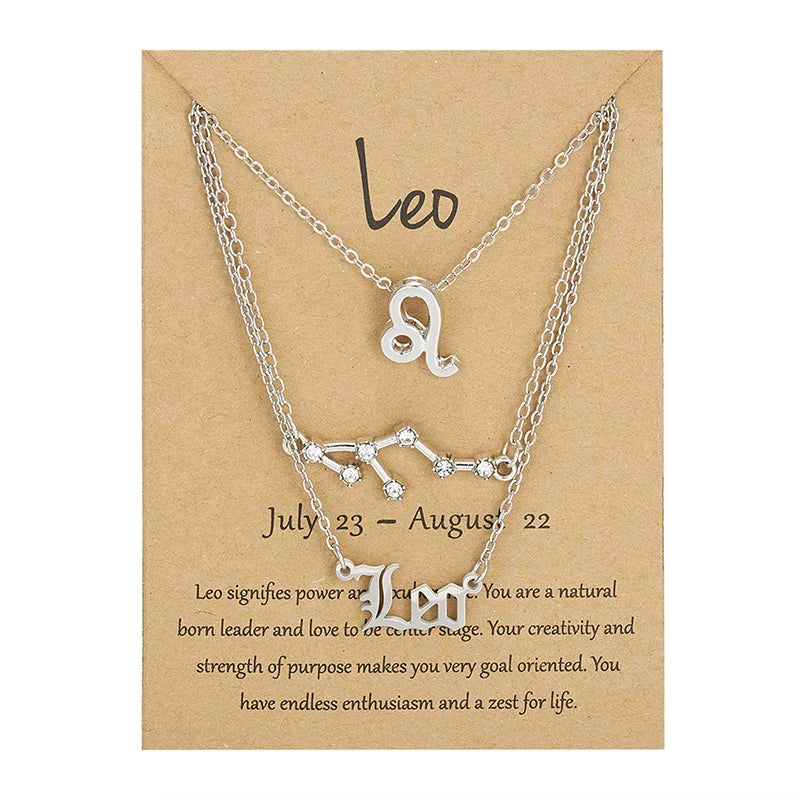 3 pc Zodiac Astrology Necklace