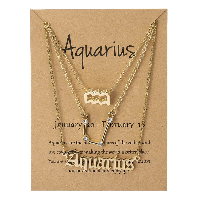 3 pc Zodiac Astrology Necklace