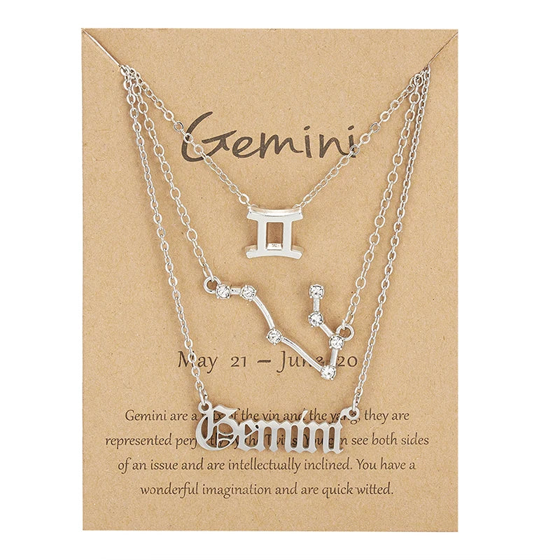 3 pc Zodiac Astrology Necklace
