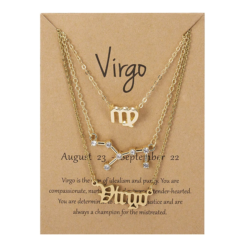 3 pc Zodiac Astrology Necklace