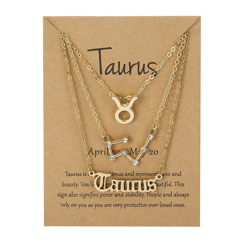 3 pc Zodiac Astrology Necklace