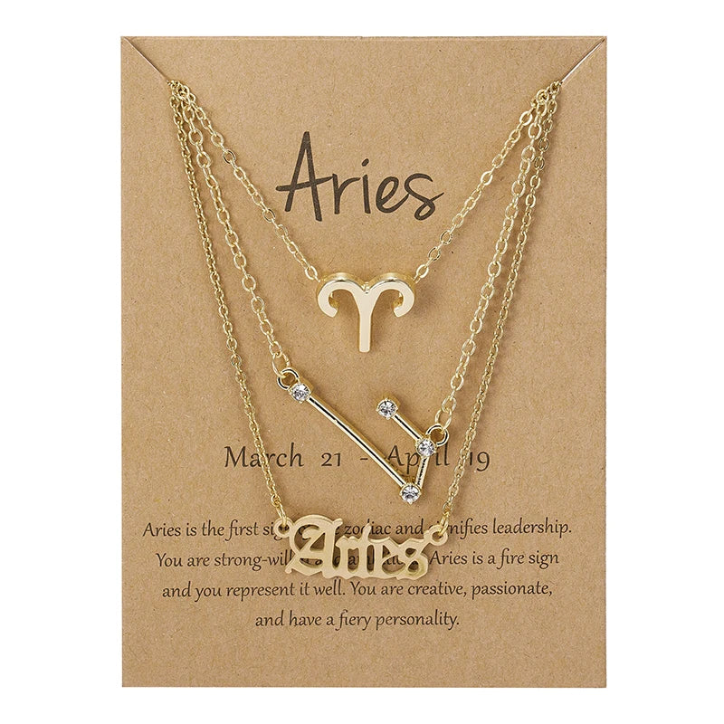 3 pc Zodiac Astrology Necklace