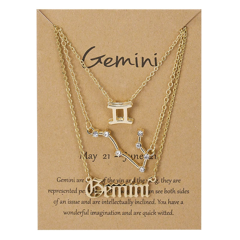 3 pc Zodiac Astrology Necklace