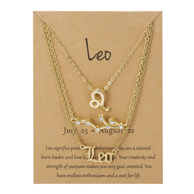 3 pc Zodiac Astrology Necklace