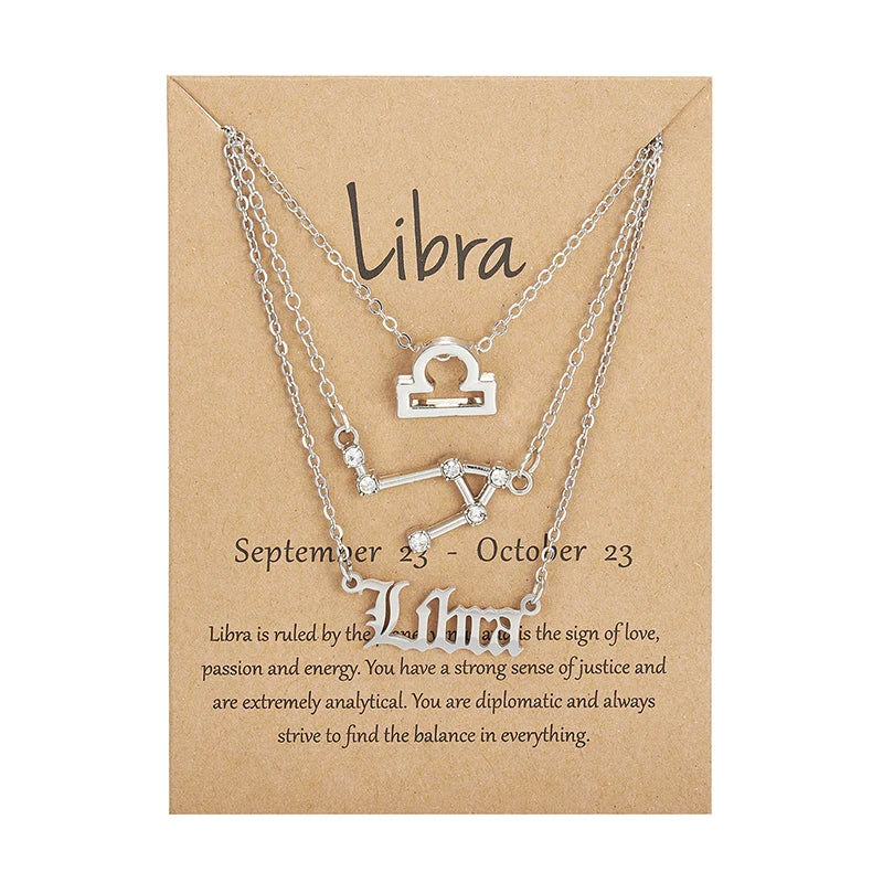 3 pc Zodiac Astrology Necklace