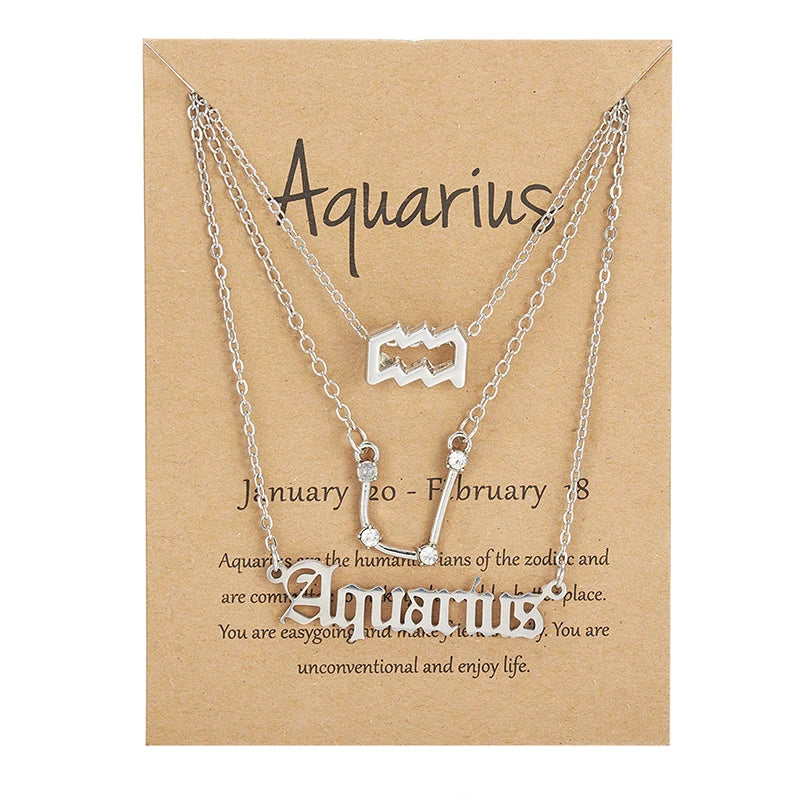 3 pc Zodiac Astrology Necklace