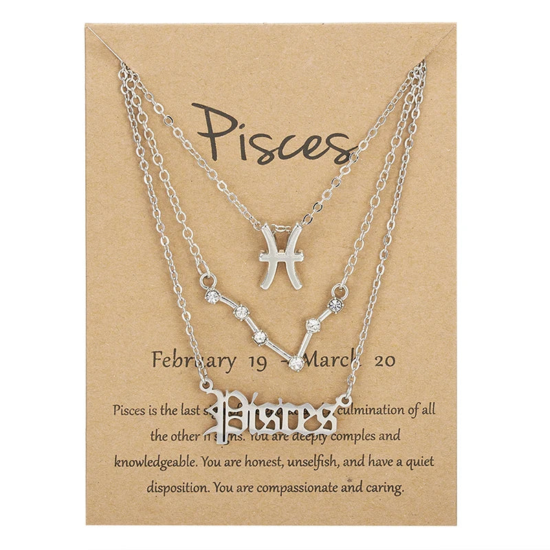 3 pc Zodiac Astrology Necklace