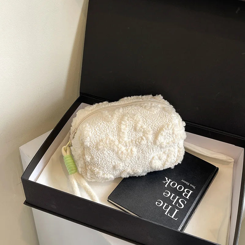 WHILE SUPPLIES LAST!!: Knit Heart Plush Makeup Bag