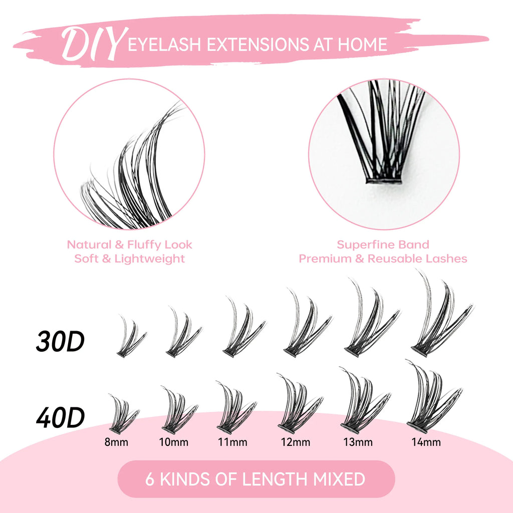 200 pc Faux Lash Clusters with Accessories For Professionals and DIYS, 40D and 30D