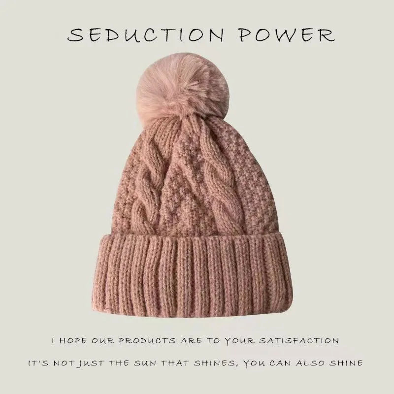 Knitted Hat with Pom