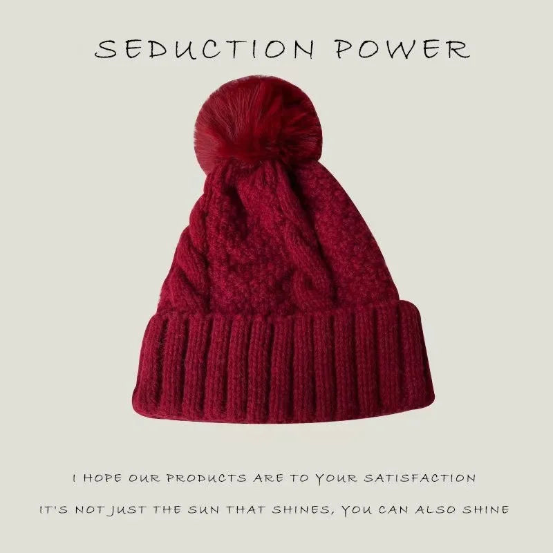 Knitted Hat with Pom