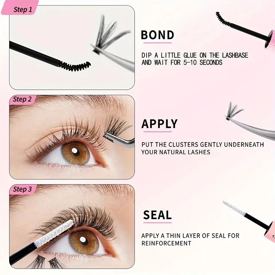 Lash Bond and Seal 10ml Individual Lashes Glue and Seal Super Strong Hold Lash Extension with Lash Glue Remover 5ml Tweezers Kit