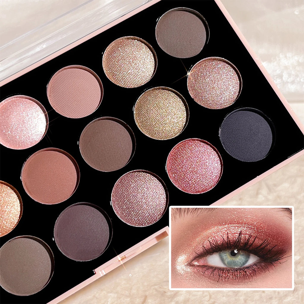 18-Color Eyeshadow Palette: Pearlescent, Matte, Fine Shimmer, Glitter, Earth Tones, Long-Lasting, High-Performance