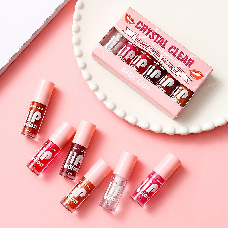 CRYSTAL CLEAR Long-Lasting Water-Gloss Lip Oil, 1 pc or 6 pc