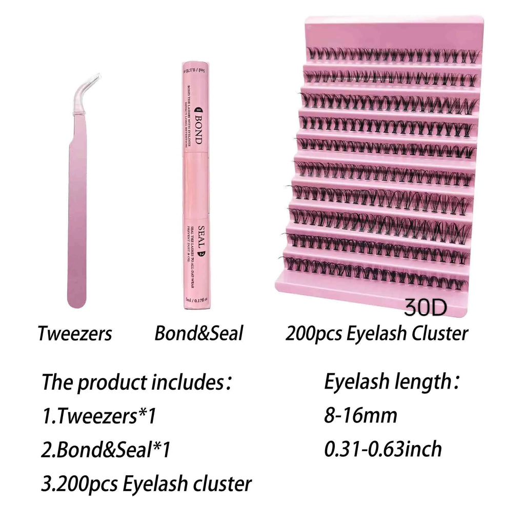 200 pc Faux Lash Clusters with Accessories For Professionals and DIYS, 40D and 30D