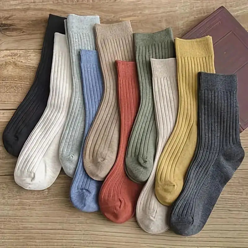 Mixed Color Striped Crew Socks