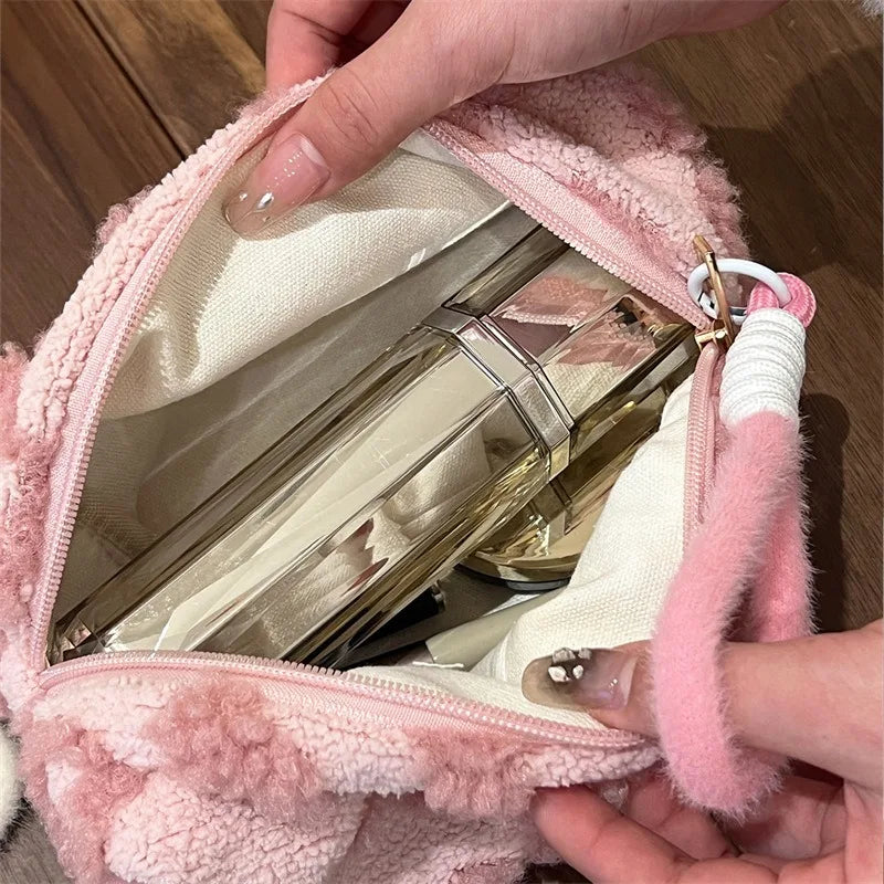WHILE SUPPLIES LAST!!: Knit Heart Plush Makeup Bag