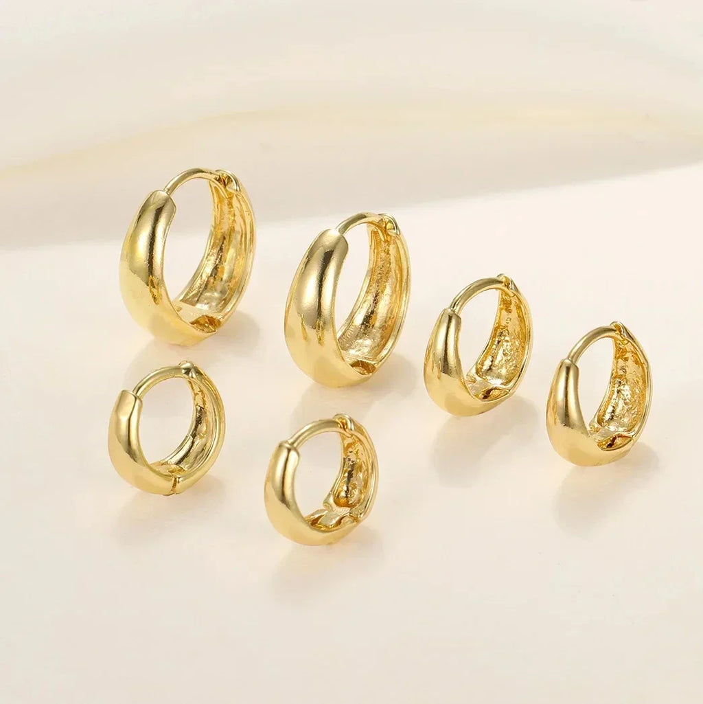 6 pc Stainless Steel Wide Earrings