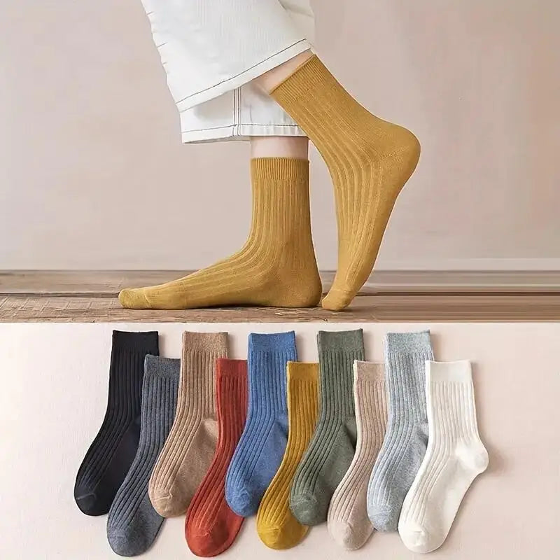 Mixed Color Striped Crew Socks