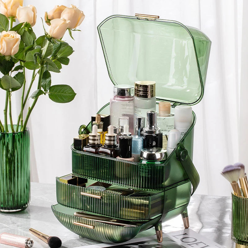 Elegant Large Beauty, Makeup Organizer/ Display Case with Lid