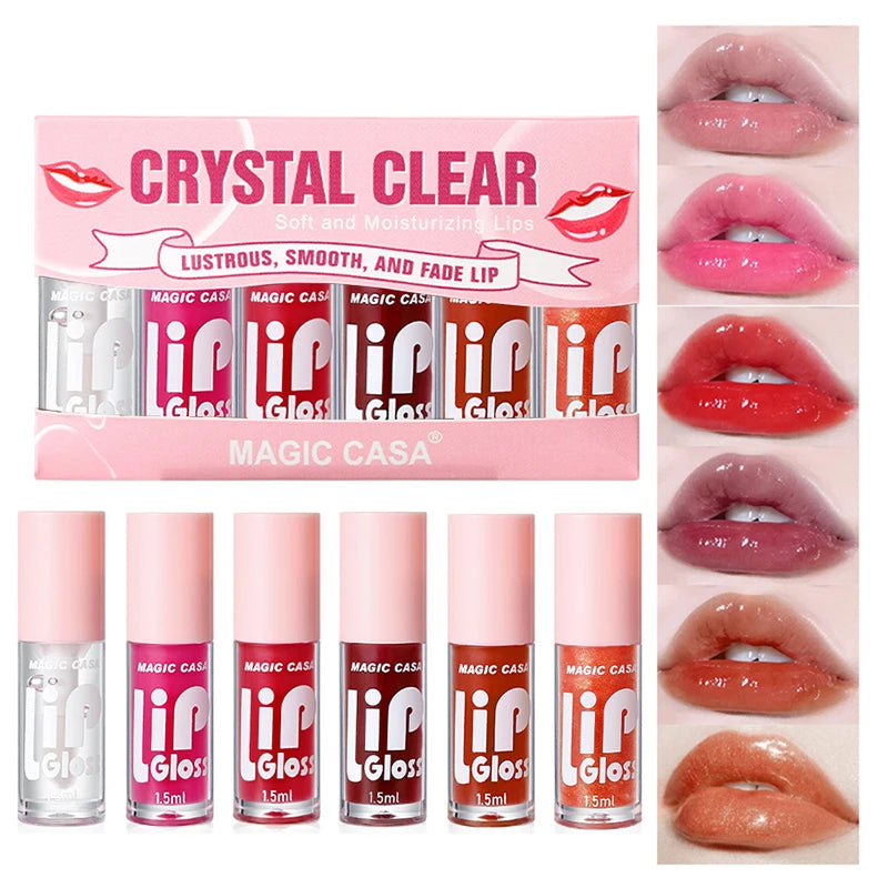 CRYSTAL CLEAR Long-Lasting Water-Gloss Lip Oil, 1 pc or 6 pc