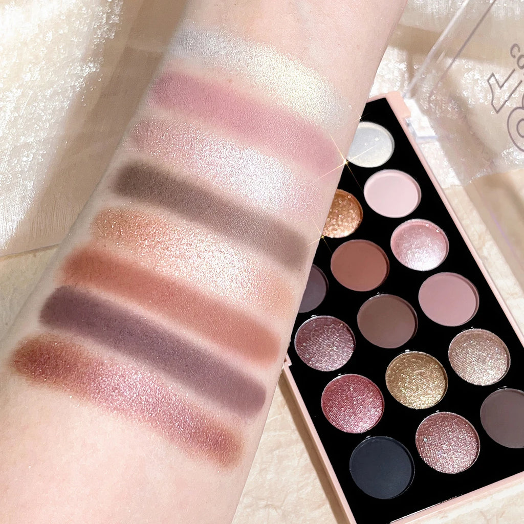 18-Color Eyeshadow Palette: Pearlescent, Matte, Fine Shimmer, Glitter, Earth Tones, Long-Lasting, High-Performance