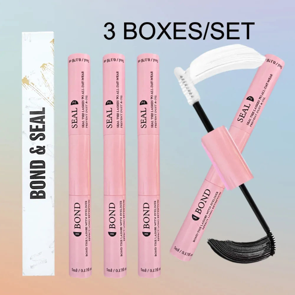 Lash Bond and Seal 10ml Individual Lashes Glue and Seal Super Strong Hold Lash Extension with Lash Glue Remover 5ml Tweezers Kit